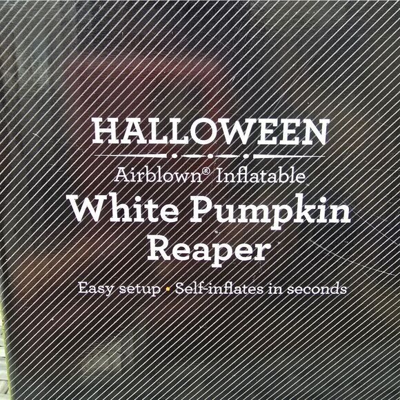 NIB Halloween White Pumpkin Reaper 5ft Airblown Yard Inflatable - Lights Up - Picture 4 of 4